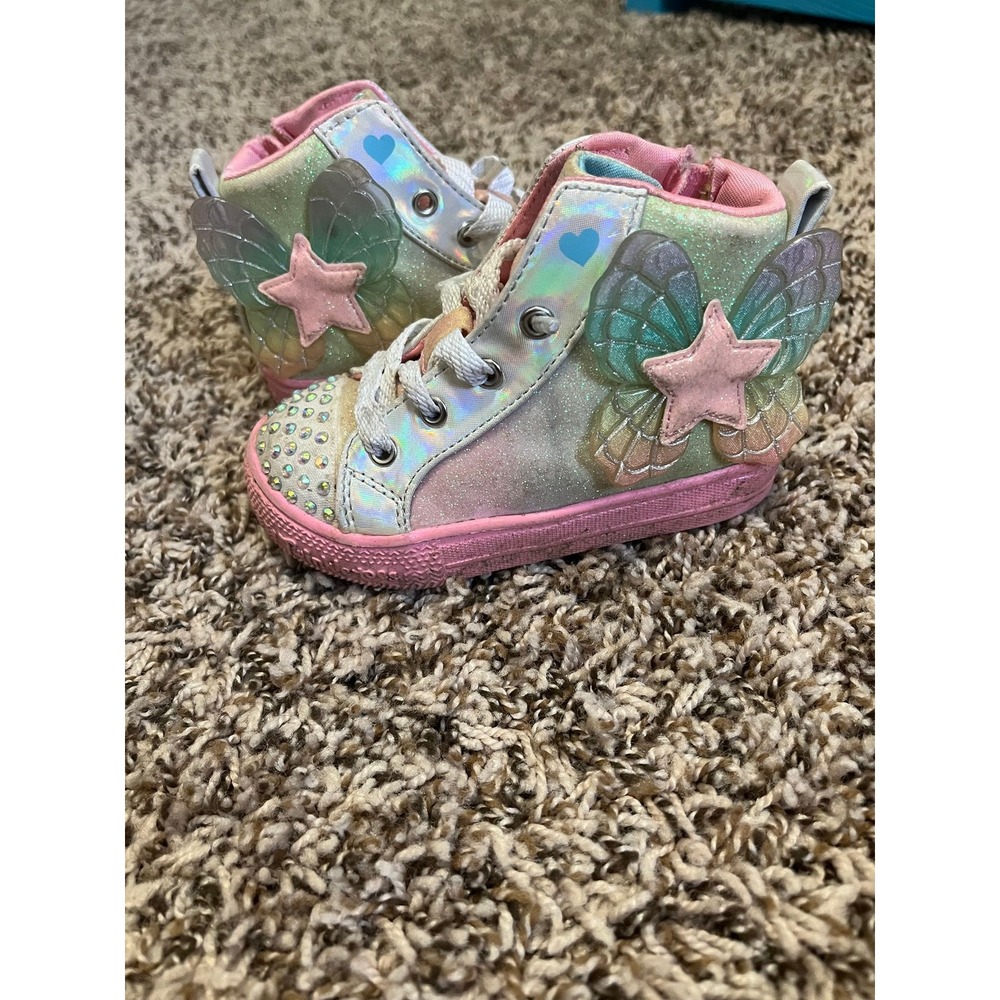 Skechers Twinkle Toes Toddler Girls Size 6C Butterfly Light Up High Top Sneakers